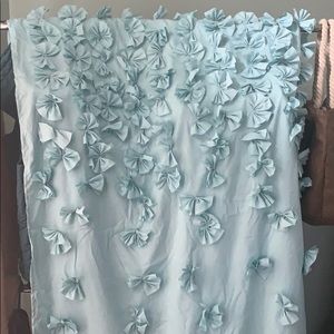 Turquoise ruffled shower curtain